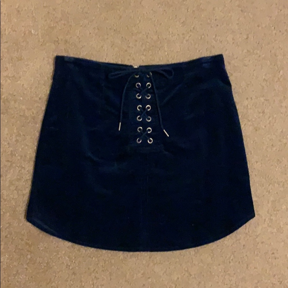 F21 Royal Blue Corduroy Mini Skirt